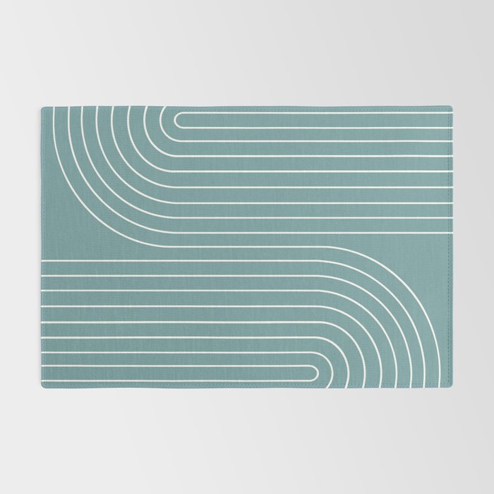 Minimal Line Curvature LXXXVI Beachy Teal Mid Century Modern Arch Abstract Rug Gallery Image 2