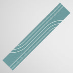 Minimal Line Curvature LXXXVI Beachy Teal Mid Century Modern Arch Abstract Table Runner Gallery Image 3
