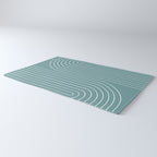 Minimal Line Curvature LXXXVI Beachy Teal Mid Century Modern Arch Abstract Rug Gallery Image 3