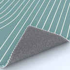 Minimal Line Curvature LXXXVI Beachy Teal Mid Century Modern Arch Abstract Rug Gallery Image 4