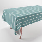 Minimal Line Curvature LXXXVI Beachy Teal Mid Century Modern Arch Abstract Tablecloth Gallery Image 1
