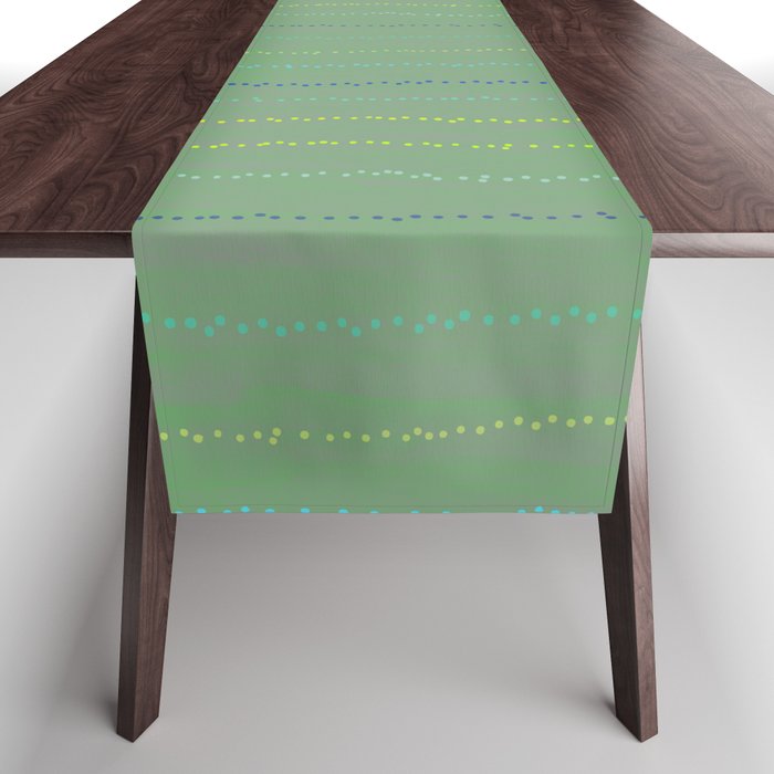 Minimal Doodle Dots in Sage Green Table Runner Gallery Image 1