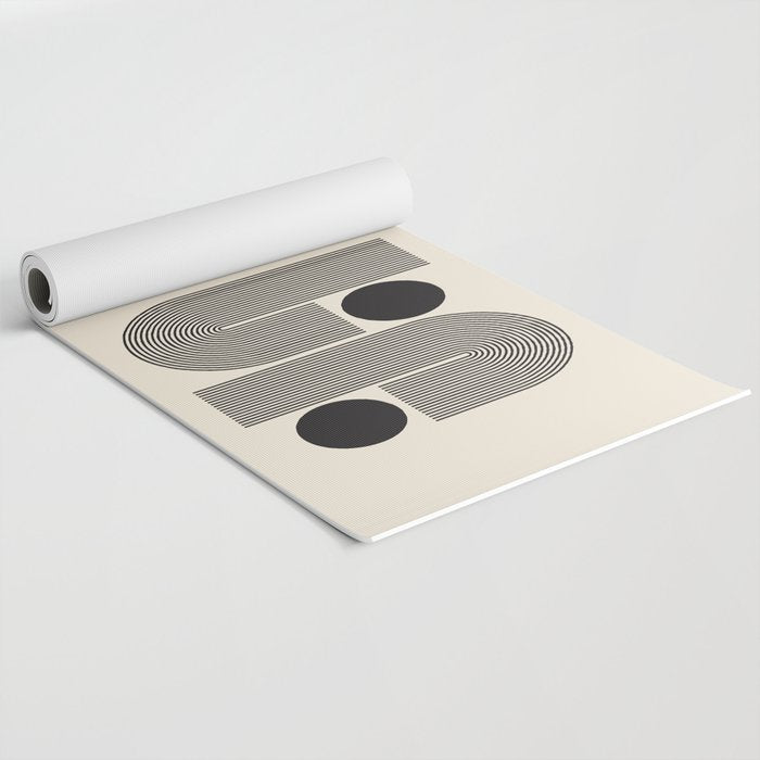 Abstraction_BLACK_LINE_DOT_POP_ART_Minimalism_004D Yoga Mat Gallery Image 2