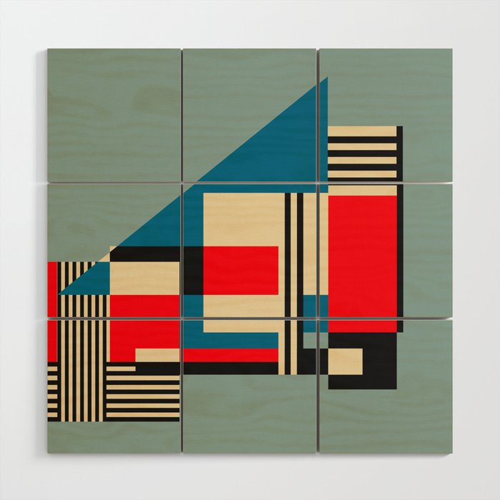 Piet Mondrian Inspired Modern Abstract Geometric Architecture Wood Wall Art Gallery Image 1