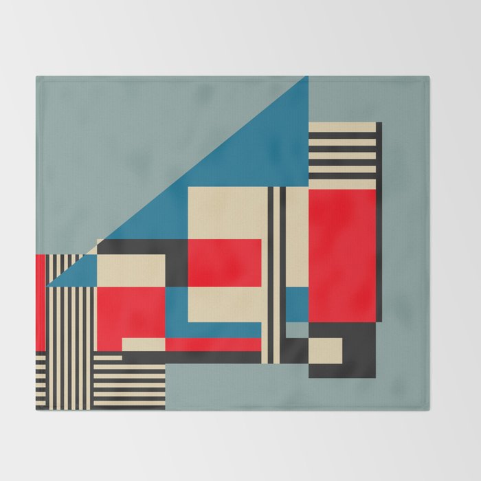 Piet Mondrian Inspired Modern Abstract Geometric Architecture Throw Blanket Gallery Image 2