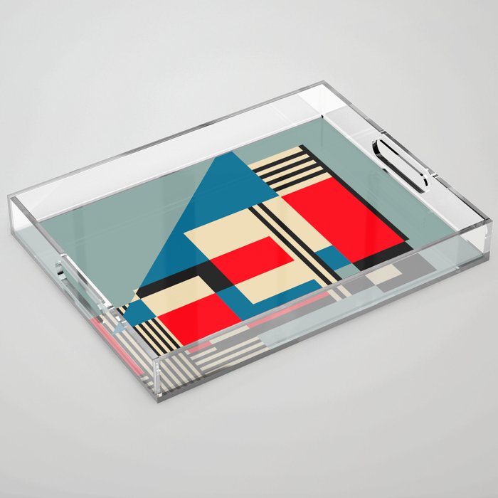 Piet Mondrian Inspired Modern Abstract Geometric Architecture Acrylic Tray Gallery Image 1