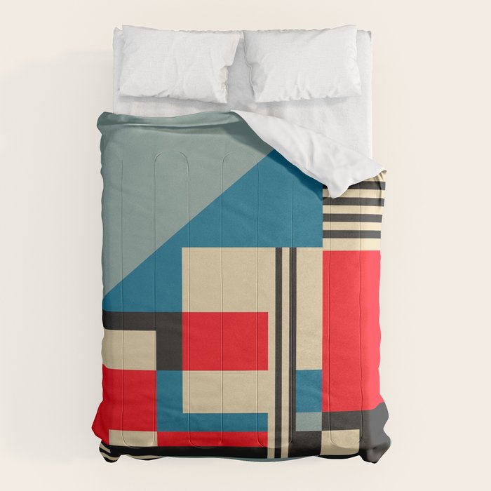 Piet Mondrian Inspired Modern Abstract Geometric Architecture Comforter Gallery Image 1