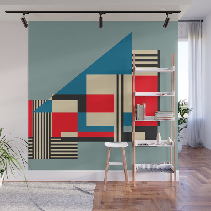 Piet Mondrian Inspired Modern Abstract Geometric Architecture Wall Mural Gallery Image 1