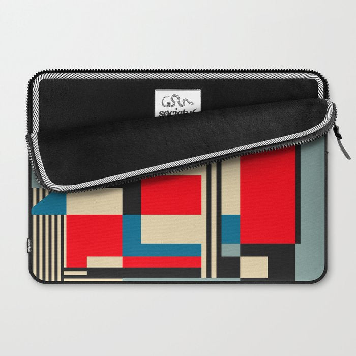 Piet Mondrian Inspired Modern Abstract Geometric Architecture Laptop Sleeve Gallery Image 2