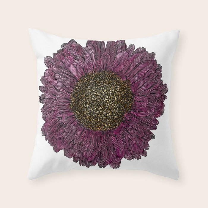 Pink Flower Drawing/ Illustration Throw Pillow Gallery Image 6