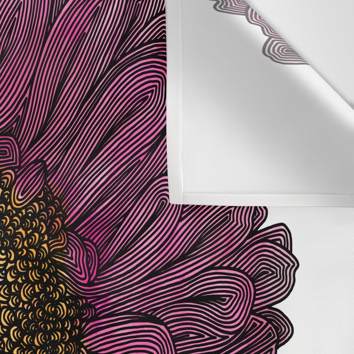 Pink Flower Drawing/ Illustration Wall Tapestry Gallery Image 3