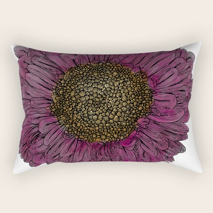 Pink Flower Drawing/ Illustration Rectangular Pillow Gallery Image 2