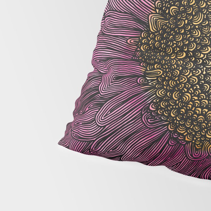 Pink Flower Drawing/ Illustration Pillow Sham Gallery Image 4