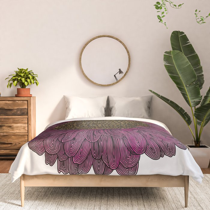 Pink Flower Drawing/ Illustration Comforter Gallery Image 3