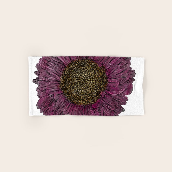 Pink Flower Drawing/ Illustration Bath Towel Gallery Image 1