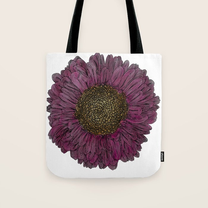Pink Flower Drawing/ Illustration Tote Bag Gallery Image 1