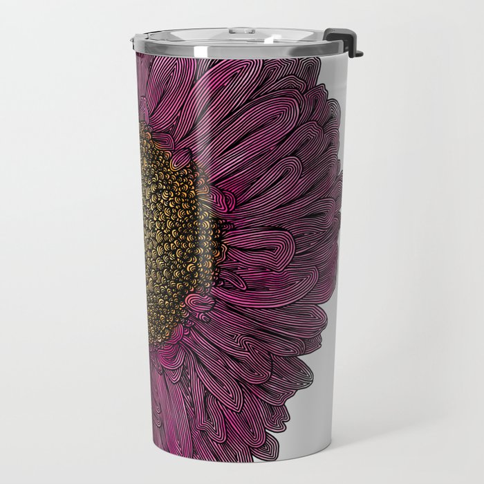 Pink Flower Drawing/ Illustration Travel Mug Gallery Image 2