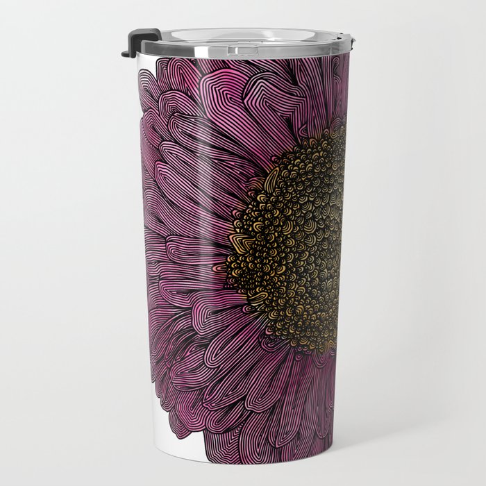 Pink Flower Drawing/ Illustration Travel Mug Gallery Image 3