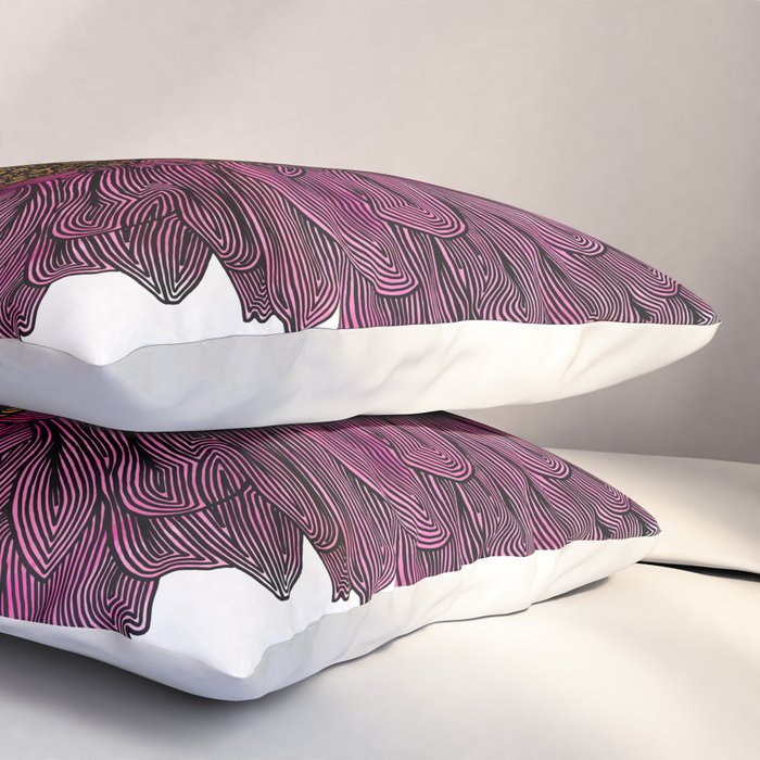 Pink Flower Drawing/ Illustration Pillow Sham Gallery Image 3