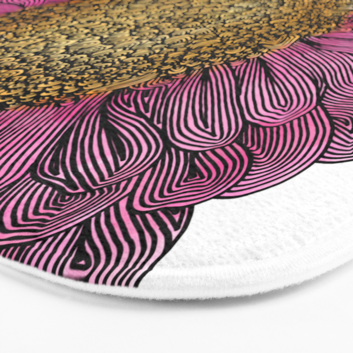 Pink Flower Drawing/ Illustration Bath Mat Gallery Image 3