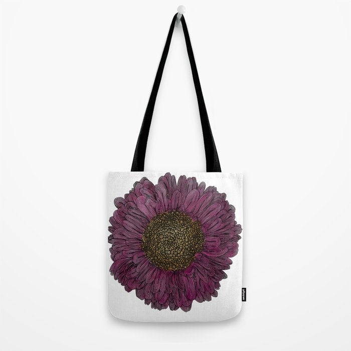 Pink Flower Drawing/ Illustration Tote Bag Gallery Image 2