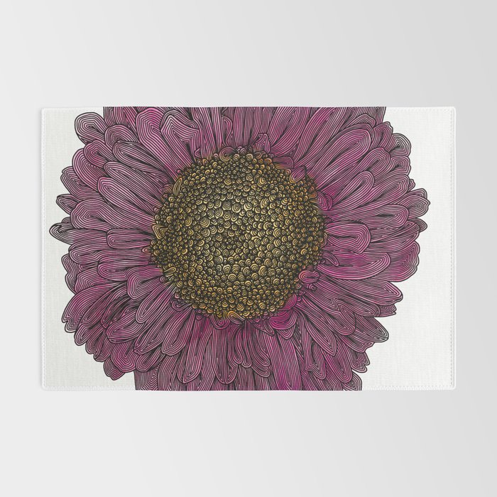 Pink Flower Drawing/ Illustration Rug Gallery Image 2