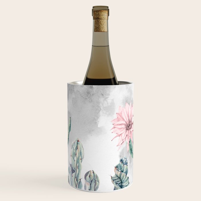 Desert Cactus Full Moon Succulent Garden on Purple Wine Chiller Gallery Image 1