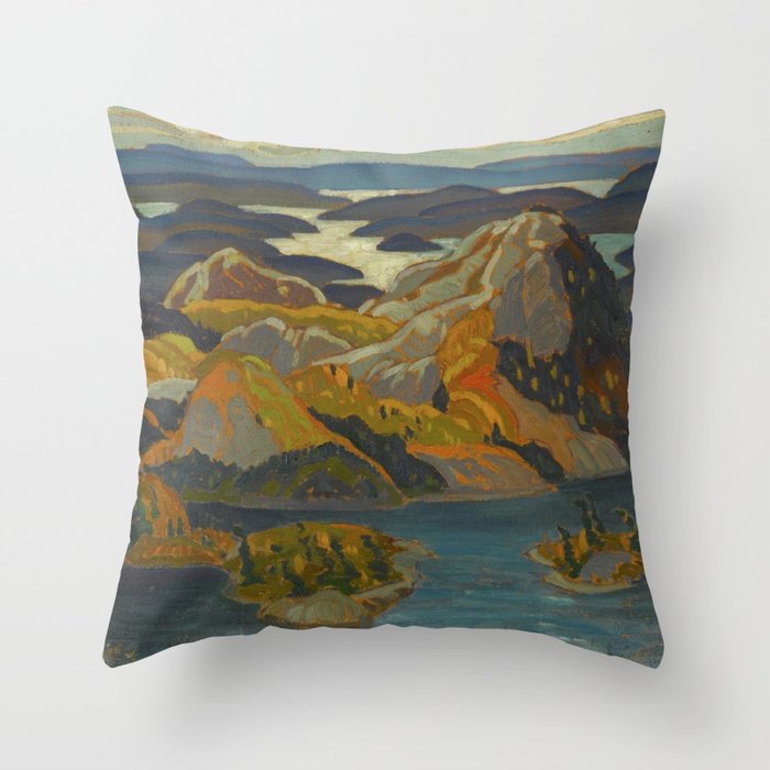 Canadian Landscape Oil Painting Franklin Carmichael Art Nouveau Post-Impressionism Grace Lake 1931 Throw Pillow Gallery Image 6
