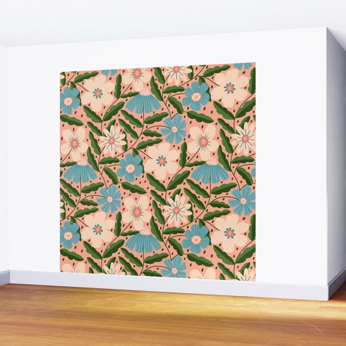 Flower Garden - Peach  Wall Mural Gallery Image 2