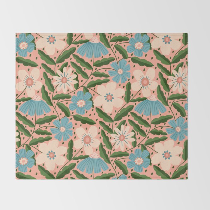Flower Garden - Peach  Throw Blanket Gallery Image 2