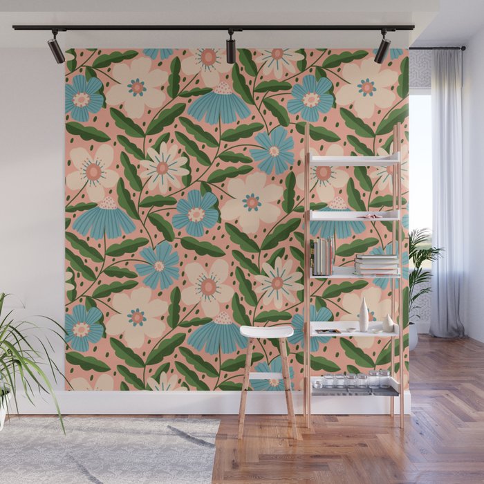 Flower Garden - Peach  Wall Mural Gallery Image 1