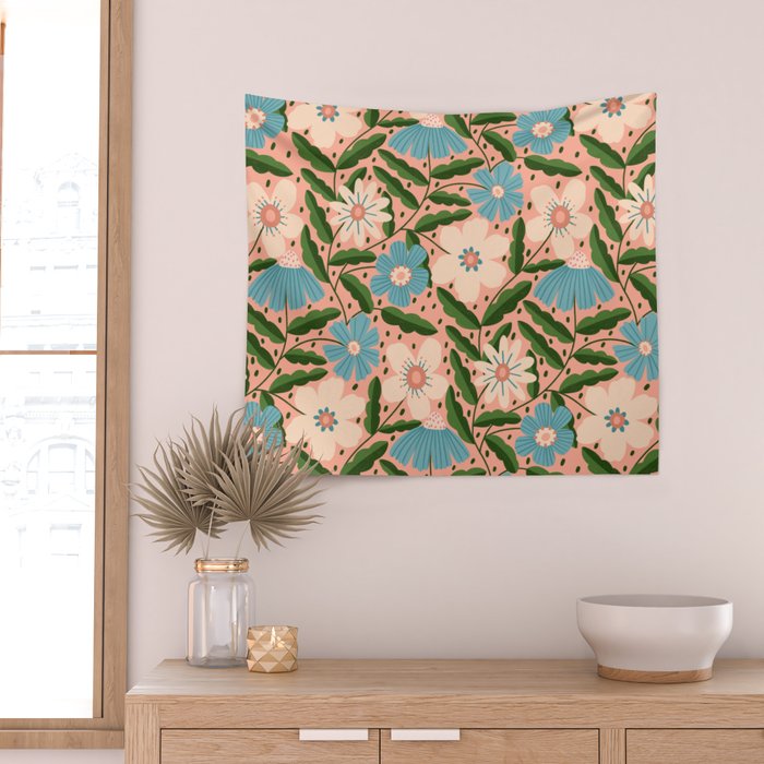 Flower Garden - Peach  Wall Tapestry Gallery Image 2