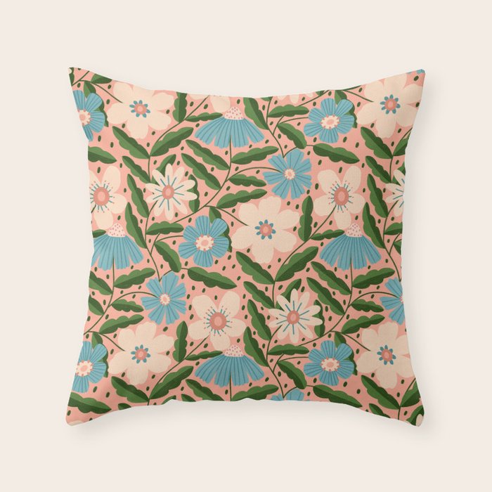 Flower Garden - Peach  Throw Pillow Gallery Image 1