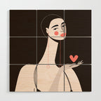 Girl With Pink Heart Wood Wall Art Gallery Image 1