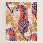 Paisley Tiger - soft pink & gold Jigsaw Puzzle Gallery Image 1