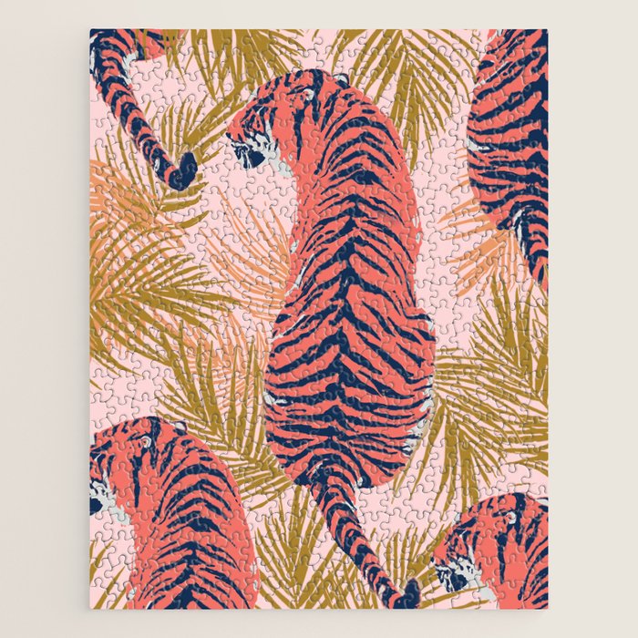 Paisley Tiger - soft pink & gold Jigsaw Puzzle Gallery Image 1