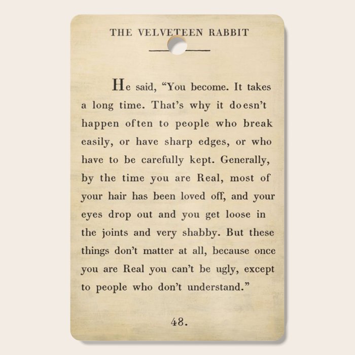 The Velveteen Rabbit Vintage Book Page Literary Quote Cutting Board Gallery Image 1