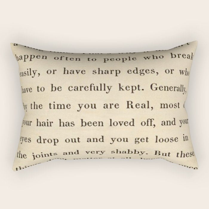 The Velveteen Rabbit Vintage Book Page Literary Quote Rectangular Pillow Gallery Image 2