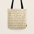 The Velveteen Rabbit Vintage Book Page Literary Quote Tote Bag Gallery Image 1