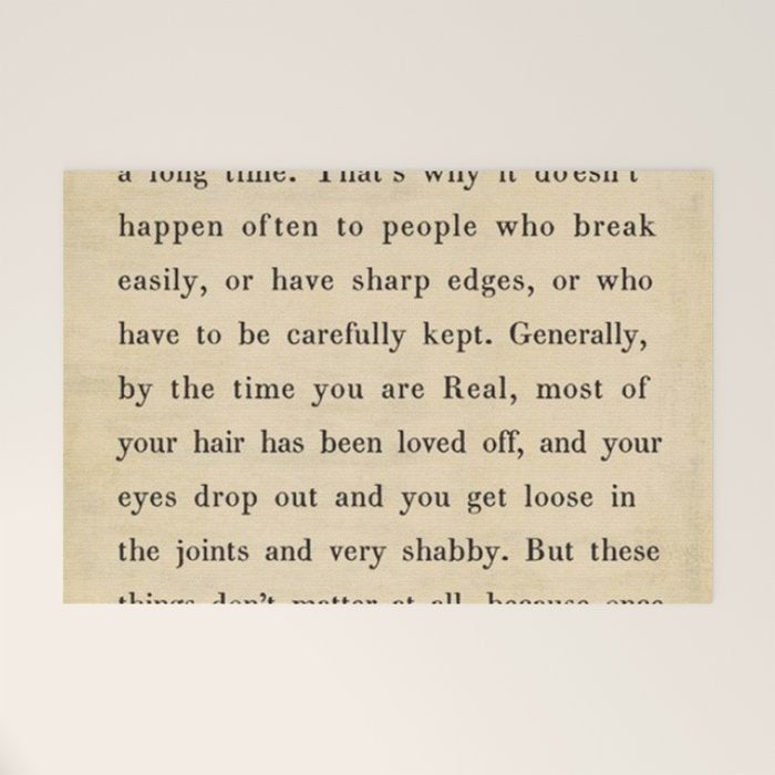 The Velveteen Rabbit Vintage Book Page Literary Quote Welcome Mat Gallery Image 1