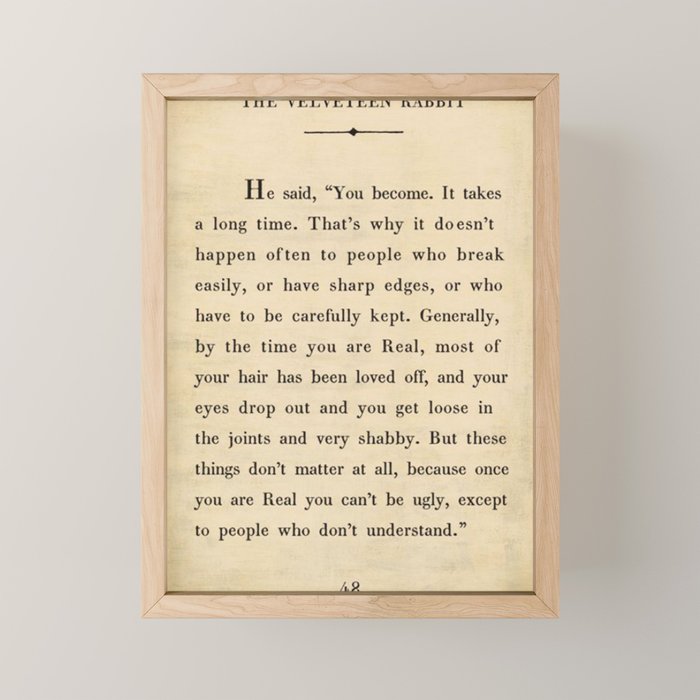 The Velveteen Rabbit Vintage Book Page Literary Quote Mini Art Print Gallery Image 1