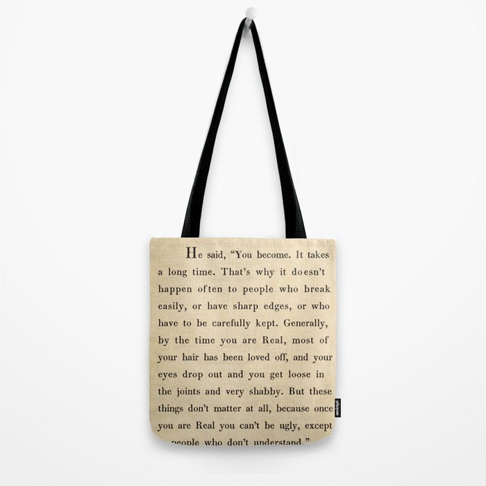 The Velveteen Rabbit Vintage Book Page Literary Quote Tote Bag Gallery Image 2