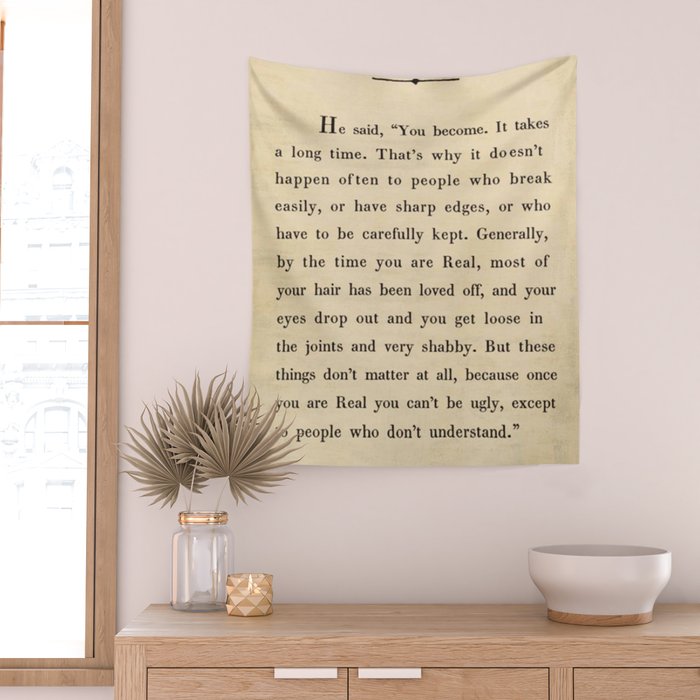 The Velveteen Rabbit Vintage Book Page Literary Quote Wall Tapestry Gallery Image 2
