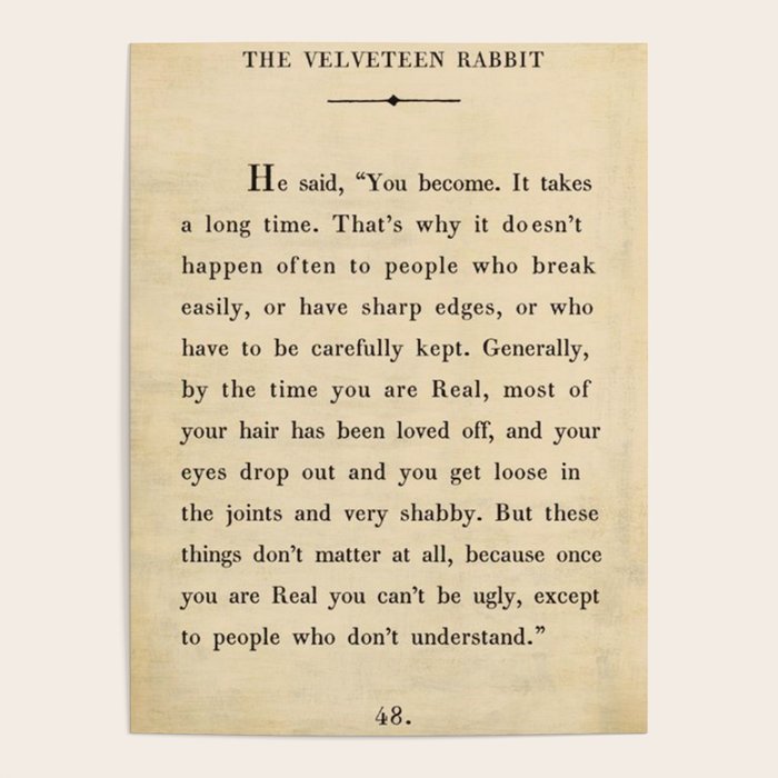 The Velveteen Rabbit Vintage Book Page Literary Quote Poster Gallery Image 1