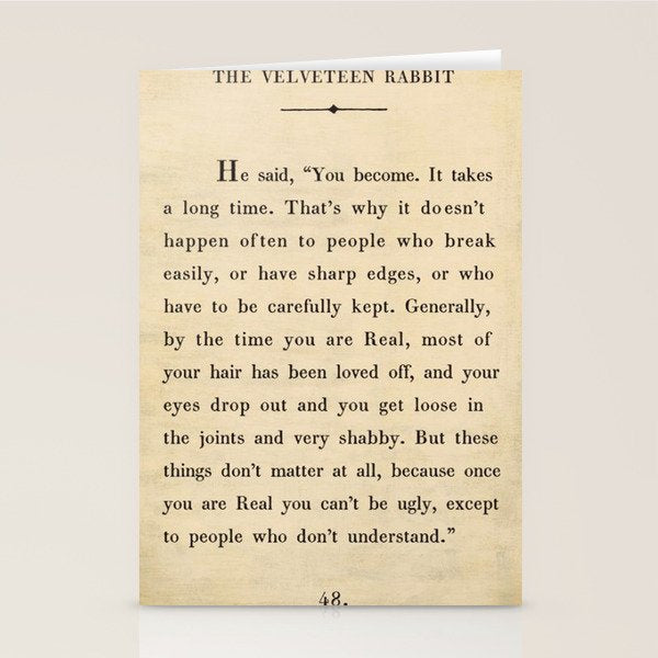 The Velveteen Rabbit Vintage Book Page Literary Quote Stationery Card Gallery Image 2