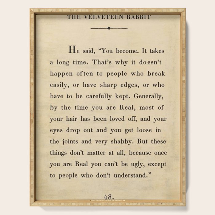 The Velveteen Rabbit Vintage Book Page Literary Quote Serving Tray Gallery Image 1
