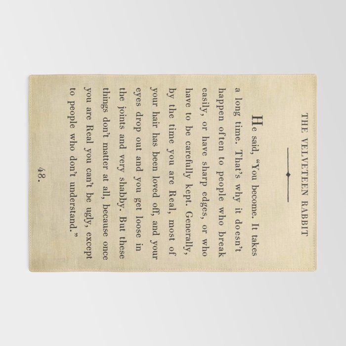 The Velveteen Rabbit Vintage Book Page Literary Quote Rug Gallery Image 2