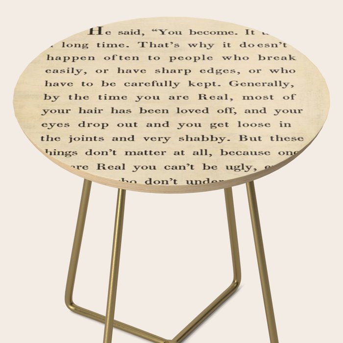 The Velveteen Rabbit Vintage Book Page Literary Quote Side Table Gallery Image 2