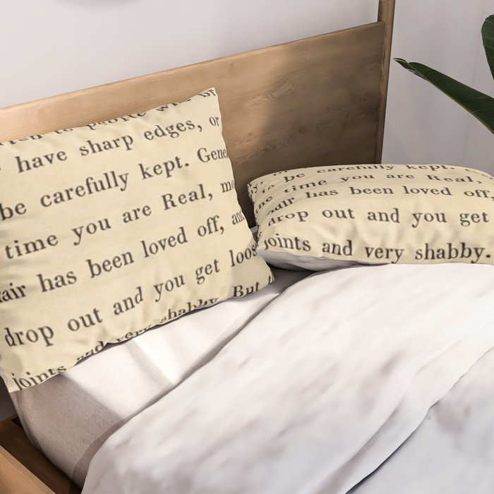 The Velveteen Rabbit Vintage Book Page Literary Quote Pillow Sham Gallery Image 2