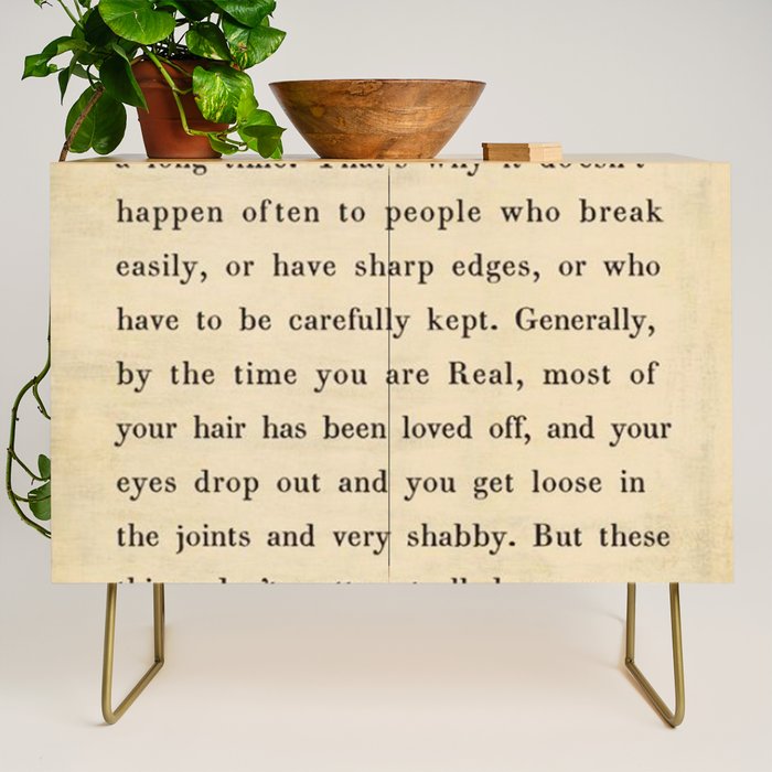 The Velveteen Rabbit Vintage Book Page Literary Quote Credenza Gallery Image 1